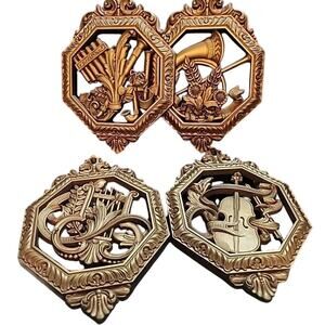 Homco Home Interiors SYROCO Musical Wall Art Set Decor set Of 4 Gold